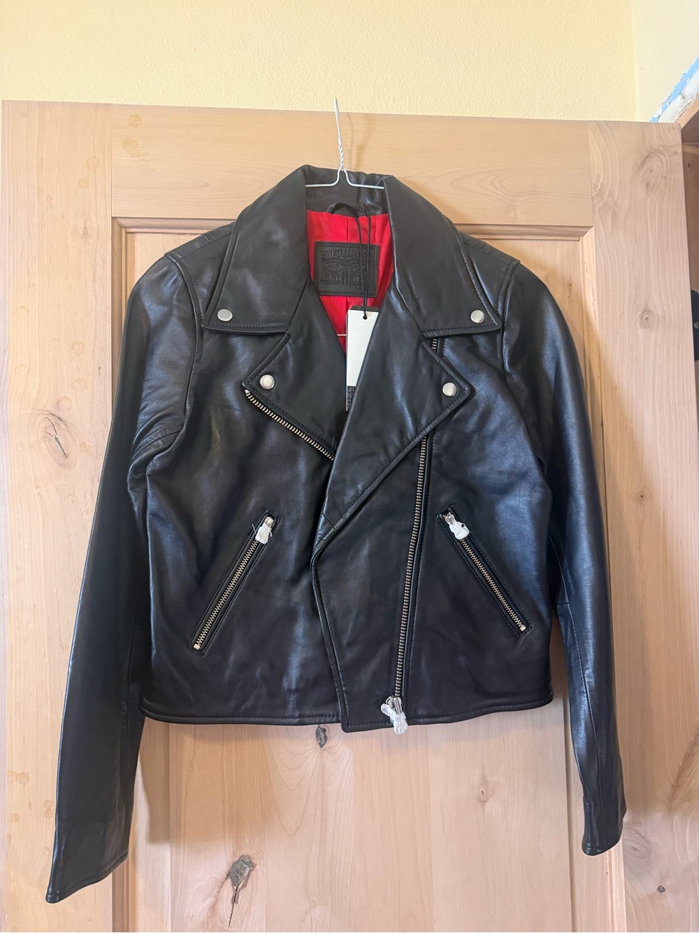 Levi Strauss black sheep leather moto jacket - NWT